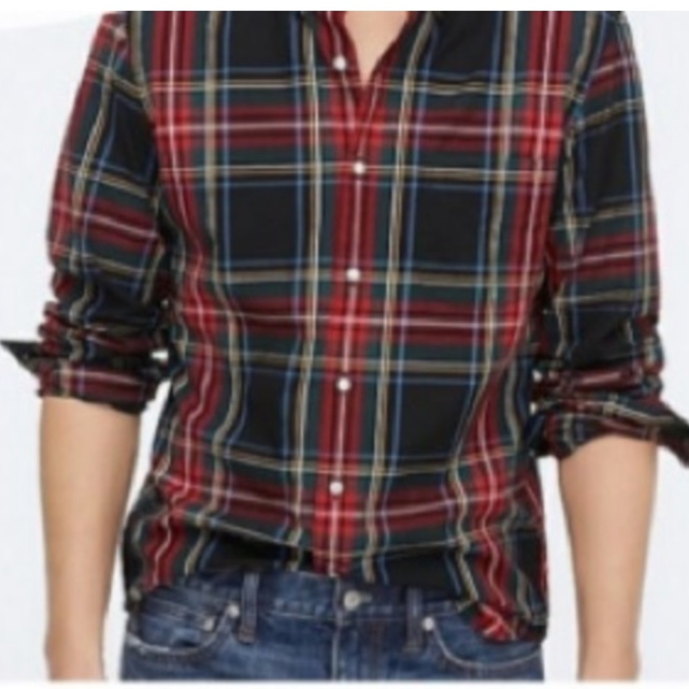 J crew tartan plaid button front shirt